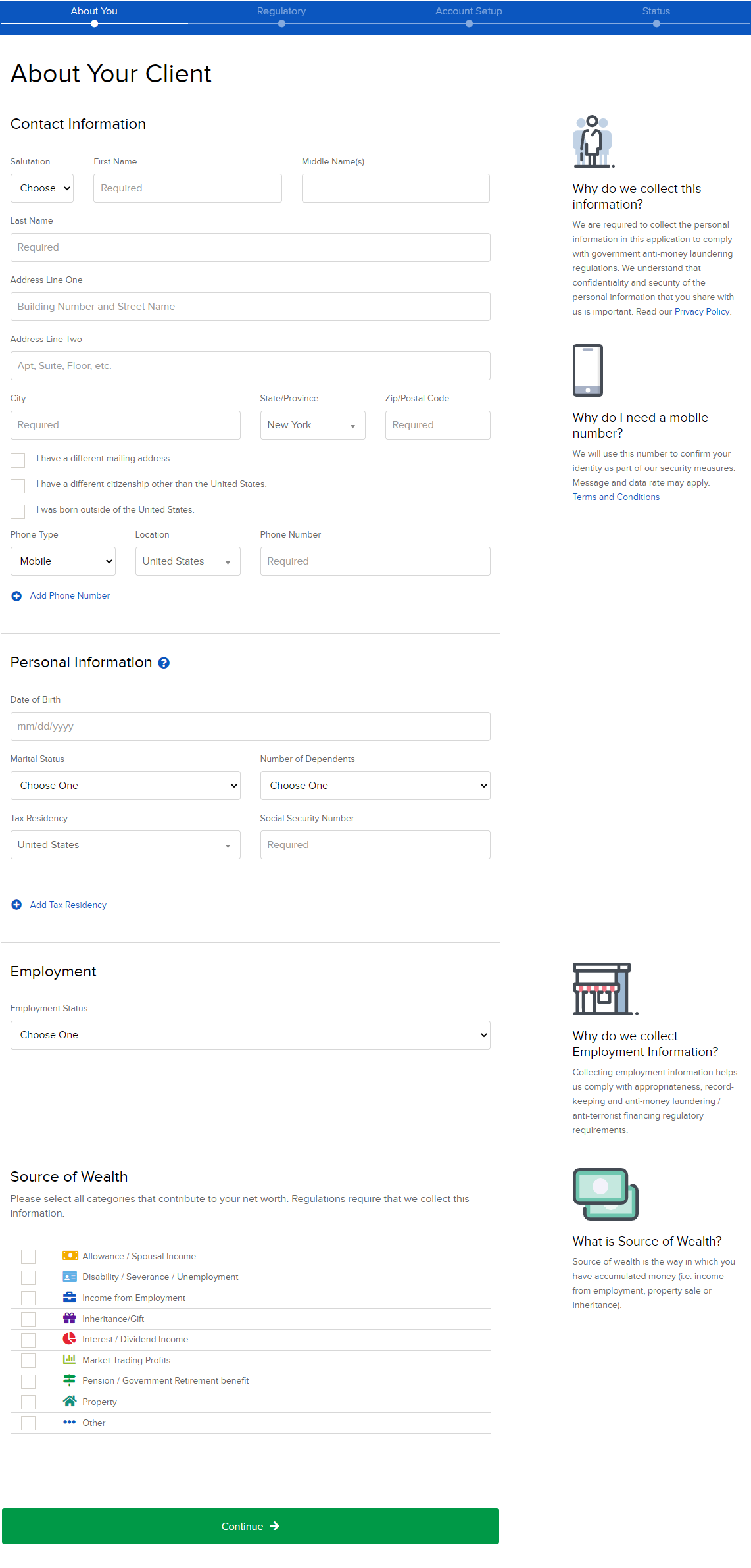 The client's contact information in Portal. 